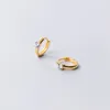 Hoop Earrings 18K Gold 8MM Small Real. 925 Sterling Silver Jewelry 4-Prong Solitaire CZ Ear Huggie Fine C-G0711