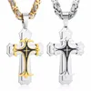 Pendentif Colliers Chaîne En Acier Inoxydable Hommes Collier Noir Fleur-de-lis Croix Cadenas Para Hombre Longues Chaînes 55 60 65 70 cm NZ004235d