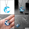 Pendant Necklaces Crystal Glass Necklace Moon Blue Sky White Cloud Transparent Resin Pendants Women Fashion Jewelry Gift Drop Deliver Dhhwa