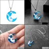 Pendentif Colliers Cristal Verre Collier Lune Bleu Ciel Blanc Nuage Transparent Résine Pendentifs Femmes Mode Bijoux Cadeau Drop Deliver Dhhwa