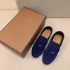 Zapatos de diseñador de Italia Loropiana Zapatos clásicos de gamuza con un pie, planos, informales, zapatos individuales de cuero Lp, zapatos holgados para amantes, zapatos afortunados para mujer FUFA