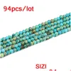 Other 8Mm Blue Imperial Pine Kallaite Natural Stone Round Loose Beads Ball 4/6/8/10/12Mm Jewelry Bracelet Accessories Making Dhgarden Dhy79
