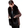 Foulards 2023 Femmes Wraps Fausse Fourrure Châle 2 poches Design Gants Longue Écharpe 165 22cm Luxe Fluffy Grand Collier Chauffe-Mains En 1