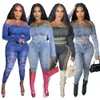 2024 Designer Spring Tracksuits Women Outfits Two Piece Sets Long Sleeve Off Shoulder Pullover Top and Pants Casual Pinrt Sportswear Wholesale Bulk 9261