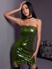 Casual Dresses Design Fashion Halloween Christmas Sequins Shining Sleeveless Elegant Sexy Prom Party Green Celebrity Performance Sparkly 230214