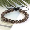 Strand 6/8mm Natural Smoky Quartz Bracelet Adjustable Braided Rope Bangles For Men Women Jewelry Gift Healing Energy