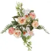 Dekorative Blumen 1 Strauß mehrfarbiger gemischter Blumen Schöner rosa künstlicher Hortensien-Seidenstrauß für Familienhochzeit