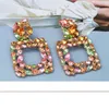 Dangle Earrings Juran Colorful Large Square Hollow-out Luxury Rhinestone Crystal Earring Wedding Party Jewelry For Women Fashion