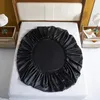 Zestawy pościeli Wysokiej jakości zestaw łóżek Rayon Zestaw wyposażony 35 cm Queen King Flat Soild Color 230213