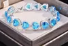 Charm Bracelets Classic Ocean Heart Blue Crystal Gem Bracelet Women's Fashion Simple Metal Love Valentine's Day Gift Romantic
