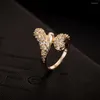 Wedding Rings 2023 Fashion Jewelry Austrian Crystals Ring For Women Girl Micro Pave Zircon Gold Colour Heart Shape Wholesale