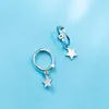 Boucles d'oreilles créoles véritable S925 en argent Sterling pour femmes femme Simple or étoile petite oreille cerceaux pentagramme Fine Bijoux Bijoux