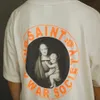 Tasarımcı Moda Saint Michael T Shirt Street Love Graffiti Baskı Erkekler ve Kadınlar İçin Günlük Gevşek Yuvarlak Boyun Kısa Kollu