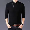 Men's T Shirts TFETTERS Spring Autumn Fashion Men T-shirt Black Cotton Tshirt Man Long Sleeve Zipper Collar Design Plus Size Clothes