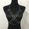 Kostüm aksesuarları klasik örtüşen sternal zincir kadın seksi moda gövde takı rhinestone geometrik moda altın tam kristal