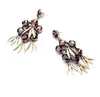 Dangle Earrings Antique Gold Color Crystal Stone Pendant Drop Metal Leaves For Women Statement Jewelry