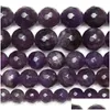 Pierre 8Mm Naturel À Facettes Violet Améthystes Quartz Perles En Vrac 15 Brins 4 6 8 10 Mm Pour La Fabrication De Bijoux Bracelet Drop Delivery Dhgarden Dhegf