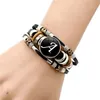 10pcs 26 Charms A-Z para pulseiras Id Nome da amizade Black Braed Multilayer Punk Leather Bracelet Men Women Kids Family Gifts