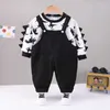 Ensembles LZH vêtements nouveau bébé garçons automne Costume enfants vêtements année dessin animé haut salopette deux pièces ensemble pour enfants Costume