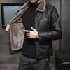 Мужские куртки Samlona Plus Size 4xl Mens PU кожа с бархатной зимней курткой бикеры Faux Coats Fashion Oversoats 230213