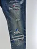 Mäns nödställda rippade magra jeans herrar jeans smala stänk-bläck jean kausal män denim byxor hip hop män jeans