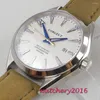 Wristwatches 41mm White Dial Stainless Steel Case Sapphire Glass Blue Hand Miyota Automatic Movement Men's Watch