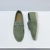 Designer Loropiana Walk Shoes Lp Pure Original Lucky Shoes with One Foot on the Cow Suede Slip-on Couple's Shoes Women's Single Shoes
