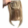 Bangs 27P613 Blonde Mixed Brown Color Brazilian Human Hair Clipin Full Fringe Short Straight for women 68" 230214