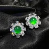 Серьги для стадаров натуральные джаспер green chalcedony agate Женские украшения высококлассника