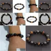 Beaded Men Armband Natural Stone For Women 10mm Beads Black Obsidian Tiger Eye and Hematite Armband Drop Delivery Smycken DHGARDEN DHC4J