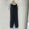 Spodnie damskie Capris Designer czarne spodnie ciężka praca inkrustowana z diamentami pełnymi gwiazd Design Uczucie Flower Bud Pants Suit Kobietowy jesienny styl