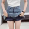 Skirts Vintage Denim Mini Skirts Women Summer Sexy Solid Colour Ball Gown Skirts Jeans Female Casual Pocket Slim Aline Mini Skirts 230214