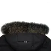 Chaqueta con capucha de piel de mapache Down The Winter 2023 para hombre en ocio Gorra larga desmontable de mediana edad