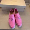Дизайнер Loropiana Walk обувь элегантная женская обувь для скольжения лефу обувь чисто цветная кожаная обувь