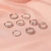 Anklety 8pcs Regulowane palce pierścieni dla kobiet Zestaw biżuterii na strzały Flower Strzały