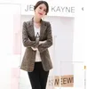 Women's Suits Female Elegant Small Suit Women 2023 Spring Autumn Add Size Plaid Top Coat Lady Slim All-match Woolen Casual Blazer OK1326