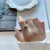 Cluster Rings Black Diamond Overlapping Ring Vintage 925 Sterling Silver Stackable Initial H Circles Stacking Open Women Jewelry Gift