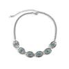 Choker zilveren kleur gesneden bloem blauwe stenen kralen statement hanger ketting vintage eenvoudige link keten sieraden