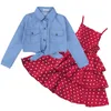 Set di abbigliamento LZH Set primavera estate per bambina Cappotto Jean di modaVestito completo per bambini Abbigliamento Tuta per bambina Anno