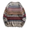 Camisola de camisola feminina Vovô Sweater Vintage Oversize Jumper listrado listrado malha feia