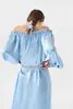 Robe de demoiselle d'honneur femmes robes de bain de mariage bleu clair vêtements de nuit hors épaule robes de nuit lingeries femme maison