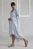 Bridesmaid Dress Sky Blue Women Sleepwear Lace Edge Bathrobe Hi-Lo Dressing Gown Babydoll Tulle Lingerie Bath Robe Simple Custom Made