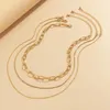 Chains Bohemian Simple Bead Box Hollow Necklace Female Retro Creative Fashion Gold Color Metal Charm Clavicle Necklaces Girl Jewelry