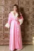 Bridesmaid Dress Pink Fur Bathrobe Women's Robe & Gown Blet Silk Night Sleepwear Womens Sleep Gowns Femme Lingerie