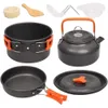 Camp Kitchen Camping Zestaw kuchenki naczyniowe naczyniowe garnka Kettle Portable Zestaw do gotowania zastawy stołowej i piknik 230214