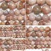 Stone 8Mm Natural Peach Moonstone Round Loose Beads 15 Strand 6 8 10Mm Pick Size For Jewelry Making Drop Delivery Dhgarden Dhksp