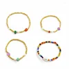 Strand Origin Summer Summer Multicolor Daisy Simulation Pearl Beaded Sharm Bracelets for Women Narregular Stone Jewelry