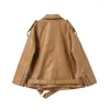 Kvinnorjackor Spring Autumn Faux Leather Women Lose Casual Coat Kvinnliga Drop-Shulder Motorcyklar Lokomotiv outkläder