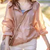 Utomhus T-shirts 2022 Kvinnor Fashion Summer Sunscreen Jacket Outdoor Hoodie Longsleved Sun Protection Clothing Casual Loose Thin Short Coat Y334 J230214