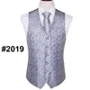 Men's Vests Purple Suit Vest Fashion Designer Men Violet Floral Jacquard Folral Silk Waistcoat Handkerchief Tie Set Barry.Wang M-2023